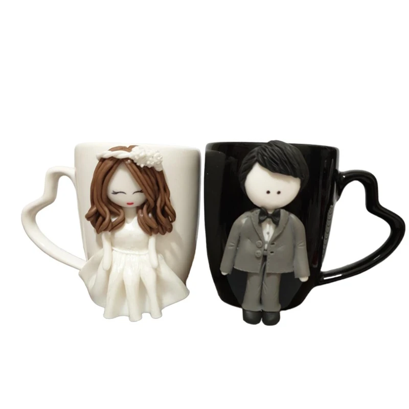 ماگ سرامیکی مدل عروسکی طرح عروس و داماد کد 1066 مجموعه 2 عددی