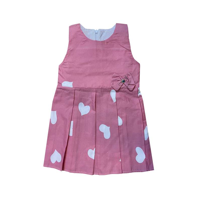 پیراهن دخترانه مدل گلاره قلب رنگ صورتی