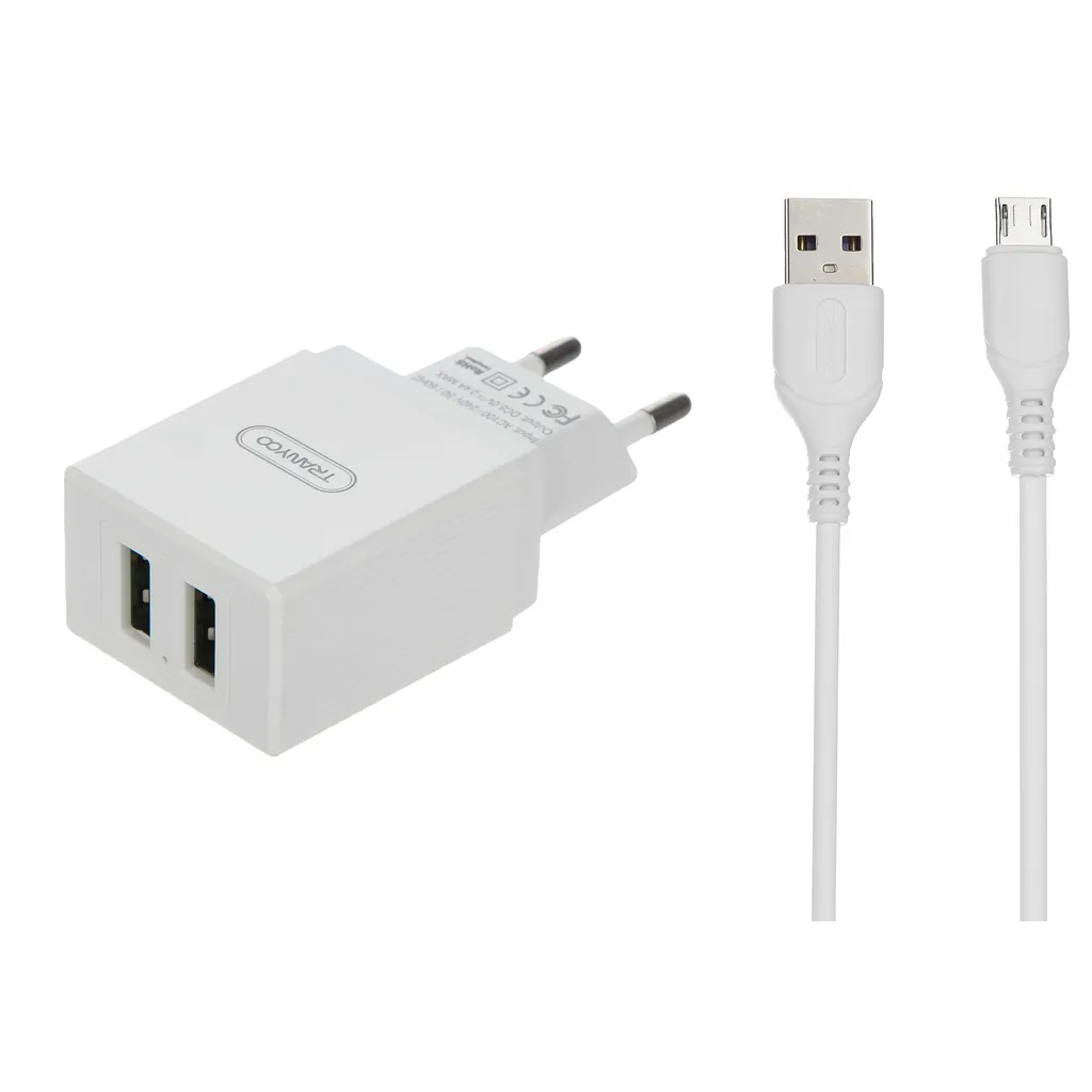 شارژر دیواری ترانیو مدل V1 - B به‌ همراه کابل microUSB