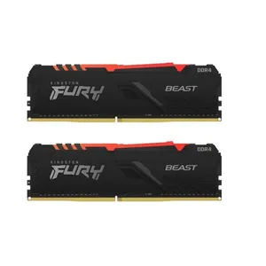 رم کامپیوتر DDR4 دو کاناله 3200 مگاهرتز CL16 کینگستون مدل FURY Beast RGB ظرفیت 32 گیگابایت