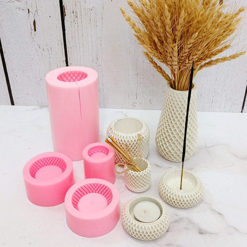 قالب شمع مدل ست دکوری طرح مشبک مجموعه 5 عددی