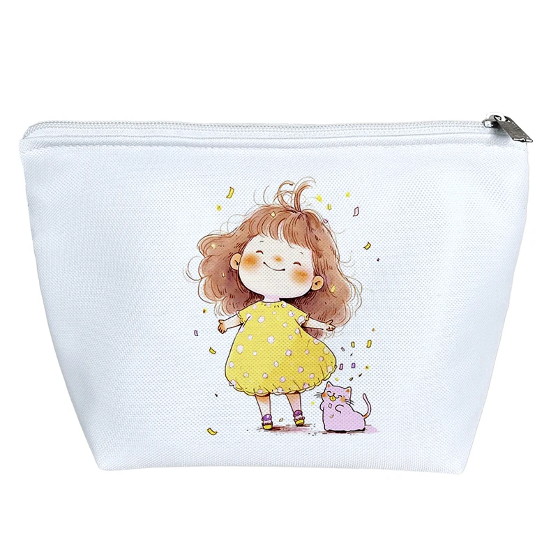 کیف لوازم آرایش دخترانه خندالو مدل دختر و گربه کد H1924