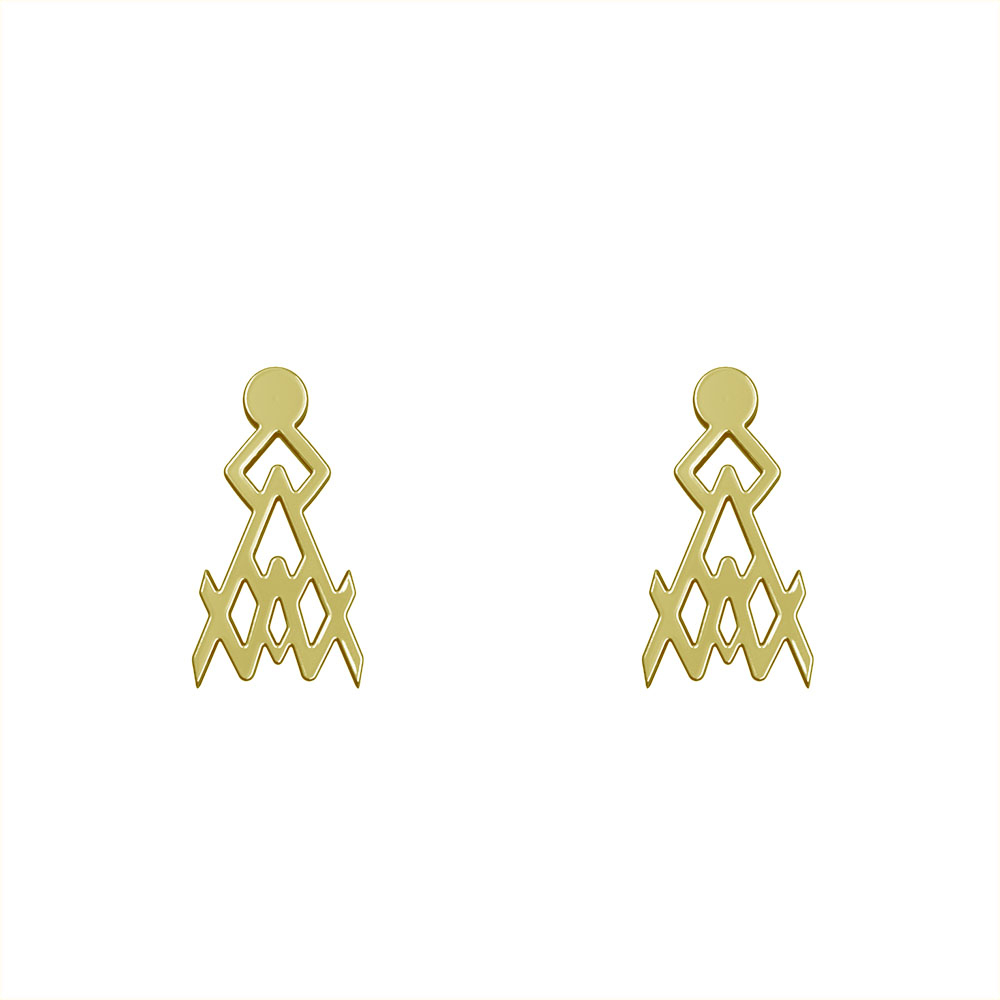 گوشواره طلا 18 عیار زنانه مدوپد مدل هندسی کد GA1-10313