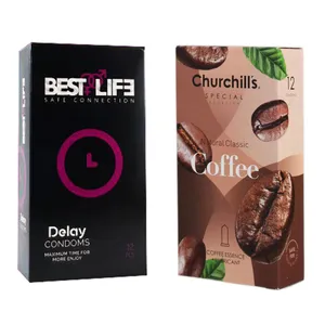 کاندوم چرچیلز مدل Coffee بسته 12 عددی به همراه کاندوم بست لایف مدل Delay بسته 12 عددی
