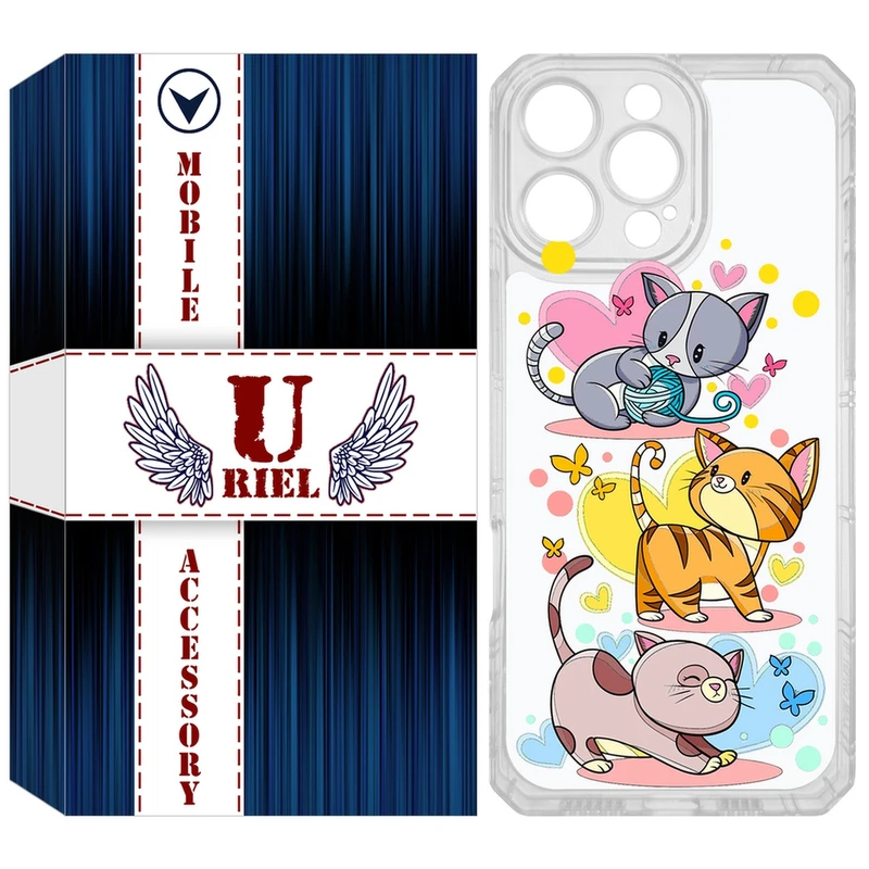 کاور یوریل مدل Clear کد 6 طرح گربه مناسب برای گوشی موبایل اپل iPhone 16 Pro