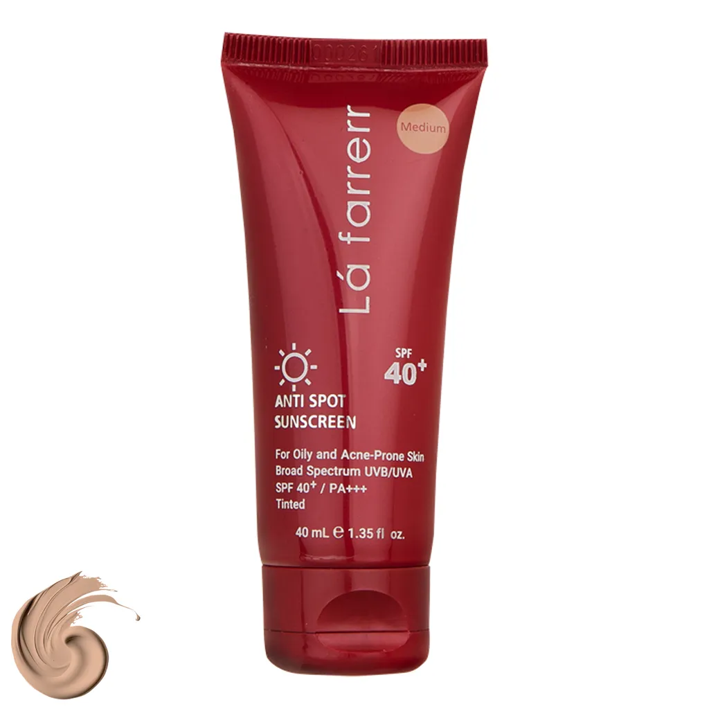 کرم ضدآفتاب و ضدلک رنگی لافارر مدل SPF40-Medium، مناسب پوست‌های چرب، حجم 40 میلی‌لیتر