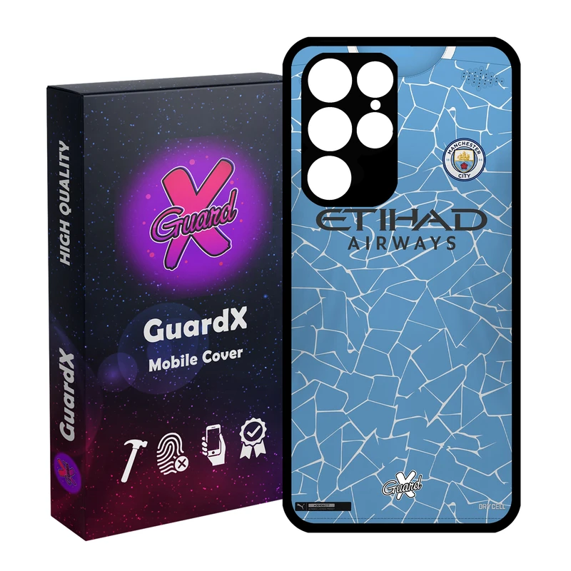 کاور گارد ایکس طرح Manchester City مدل Glass10249 مناسب برای گوشی موبایل سامسونگ Galaxy S22 Ultra