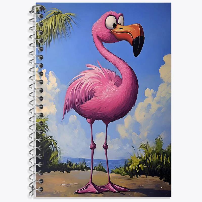 دفتر زبان 50 برگ خندالو مدل سه خط طرح فلامینگوی بامزه کد F7774