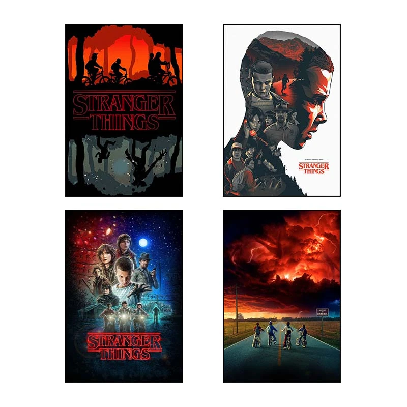 تابلو شاسي کارنيکا طرح Stranger Things کد 31579 مجموعه 4 عددی