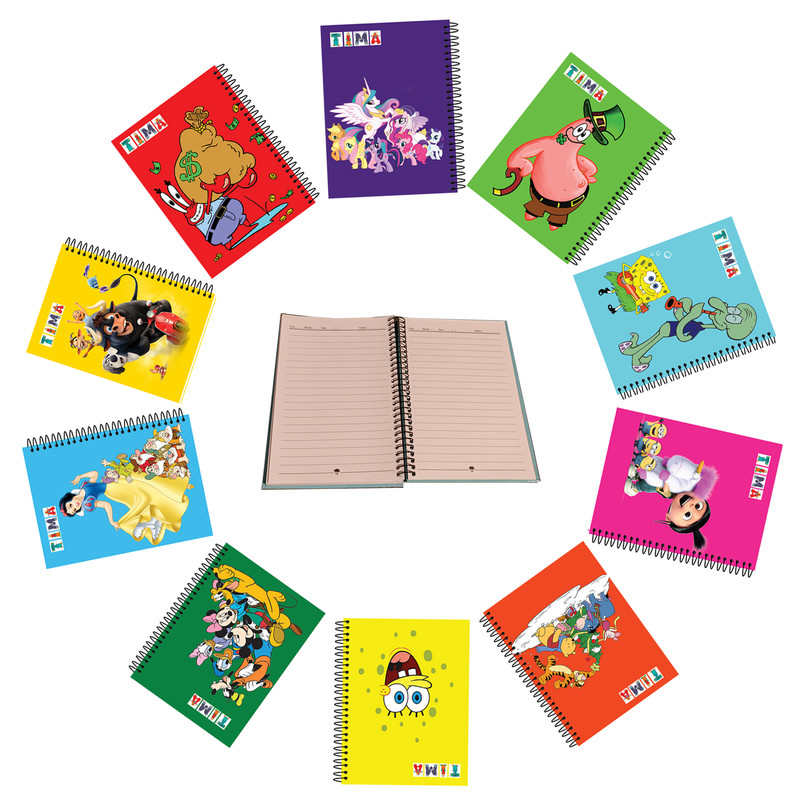 دفتر مشق 100 برگ تیما مدل کارتونی مجموعه 10 عددی