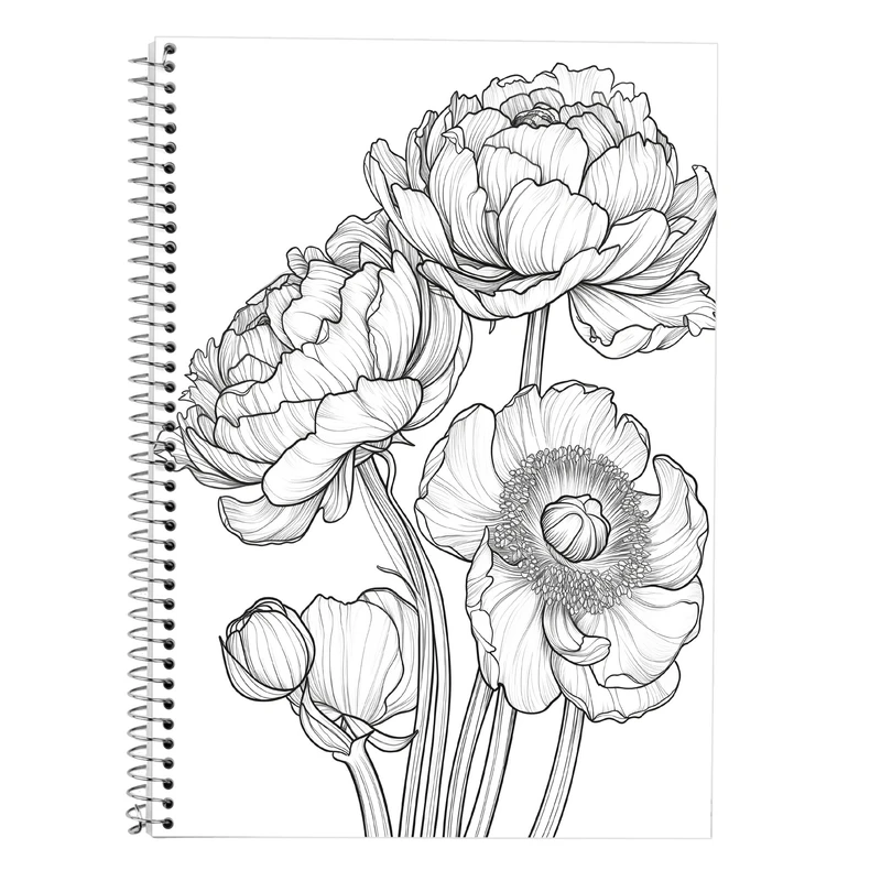 دفتر زبان 50 برگ مدوپد مدل دو خط طرح گل کد DF13974