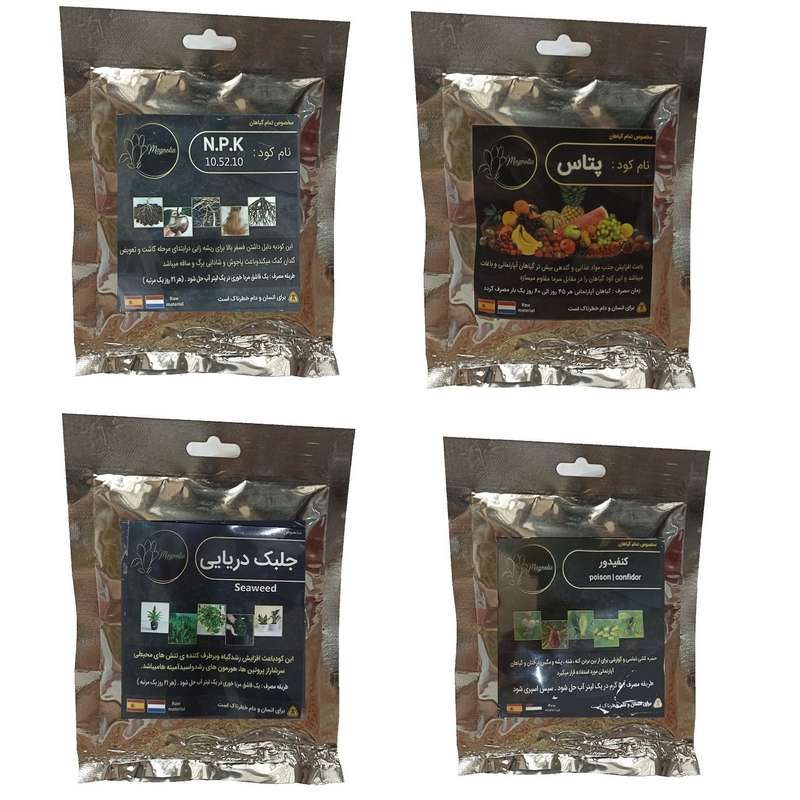 کود فسفر ریشه زایی 10-52-10 و پتاس و جلبک دریایی و کنفیدور مدل raw material وزن 200 گرم