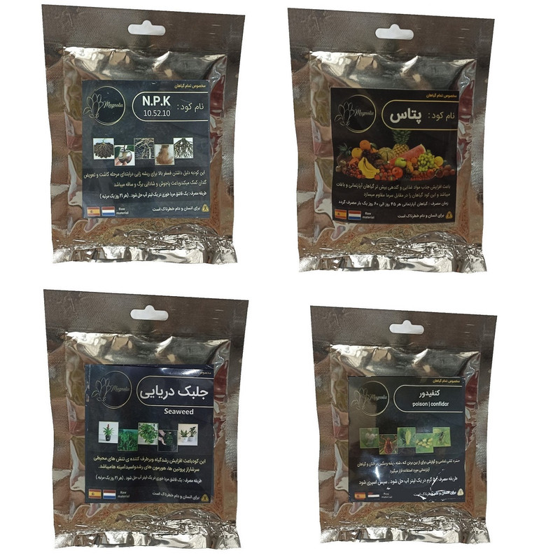 کود فسفر ریشه زایی 10-52-10 و پتاس و جلبک دریایی و کنفیدور مدل raw material وزن 200 گرم