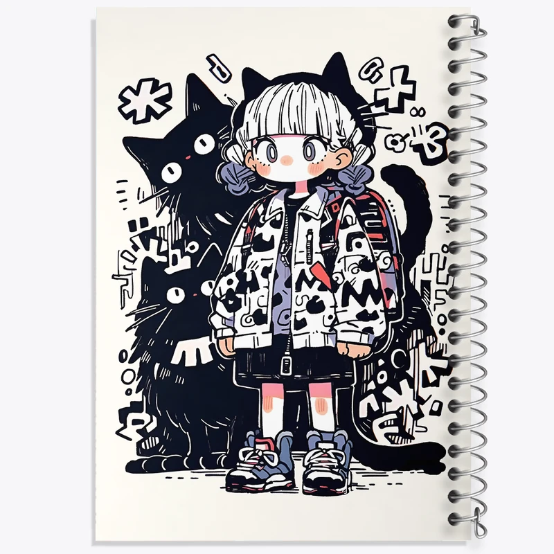 دفتر مشق 50 برگ خندالو طرح دختر و گربه کد N3021