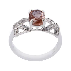 انگشتر نقره زنانه بازرگانی میلادی مدل الکساندریت تراش جواهری رکاب رادیوم کد AWR_1143