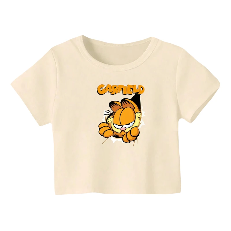 کراپ‌ تی‌شرت آستین کوتاه زنانه مدل گارفیلد کد 3