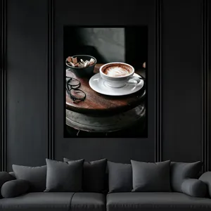 تابلو بکلیت طرح کافه و کافی شاپ فنجان قهوه مدل B-bu6227 فریم مشکی