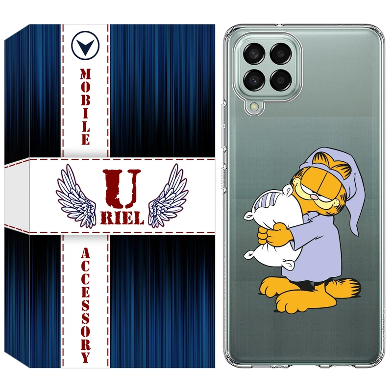 کاور یوریل قاب مدل Clear کد 73 طرح گارفیلد خوابالو مناسب برای گوشی موبایل سامسونگ Galaxy A12 / A12 Nacho / M12 / F12