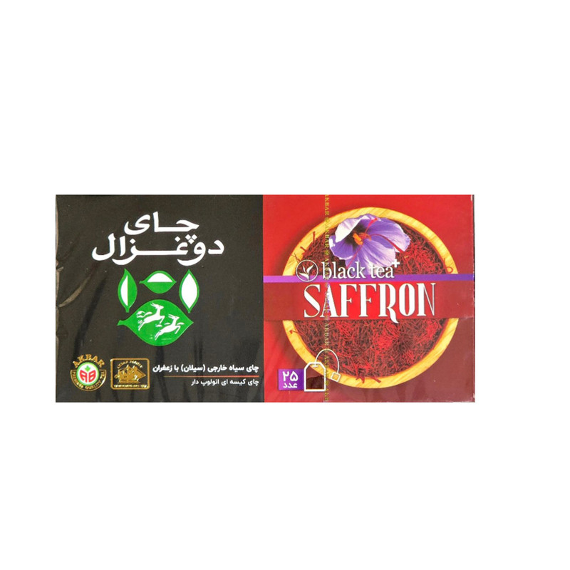 چای سیاه کیسه ای دوغزال باطعم زعفران - بسته 25 عددی