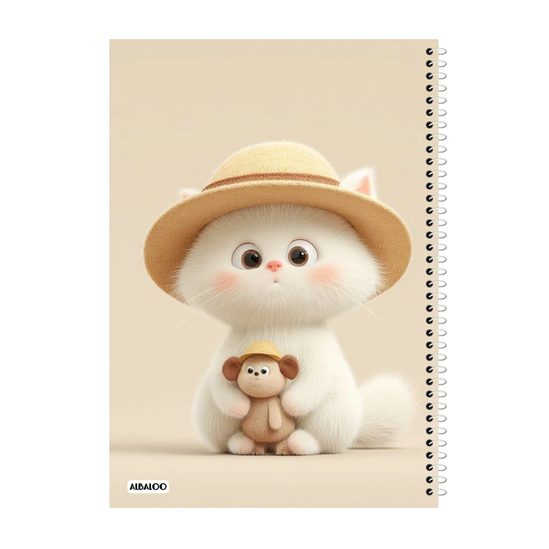 دفتر مشق 100 برگ آلبالو طرح فانتزی گربه کد 2204