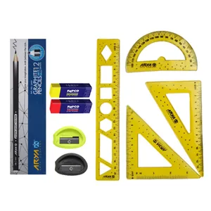 مداد آریا با درجه سختی HB مدل 300120 به همراه خط کش و تراش و پاک کن بسته 20 عددی