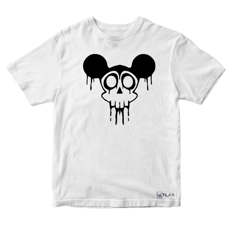 تی شرت آستین کوتاه پسرانه مدل MICKY SKULL کد WK03 رنگ سفید