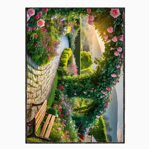 فرش پارچه‌ای مدل فرشینه طرح باغ بهشتی کد PY188