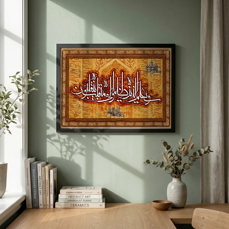 تابلو طرح و سيعلم الذين ظلموا اي منقلب ينقلبون مدل G14867 فریم مشکی