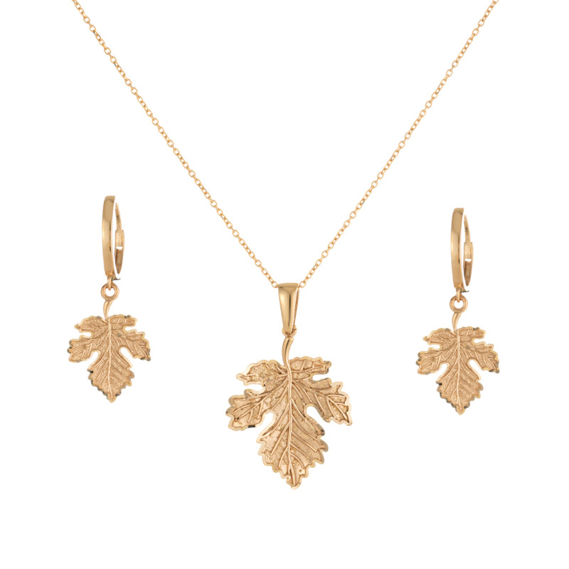 نیم ست طلا 18 عیار زنانه لیلیوم‌ گلد مدل DNCC42-28d طرح برگ