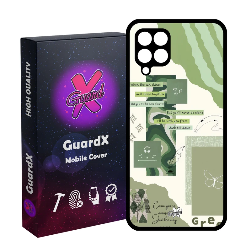 کاور گارد ایکس طرح سبز مدل Glass10650 مناسب برای گوشی موبایل سامسونگ Galaxy A12/M12/F12