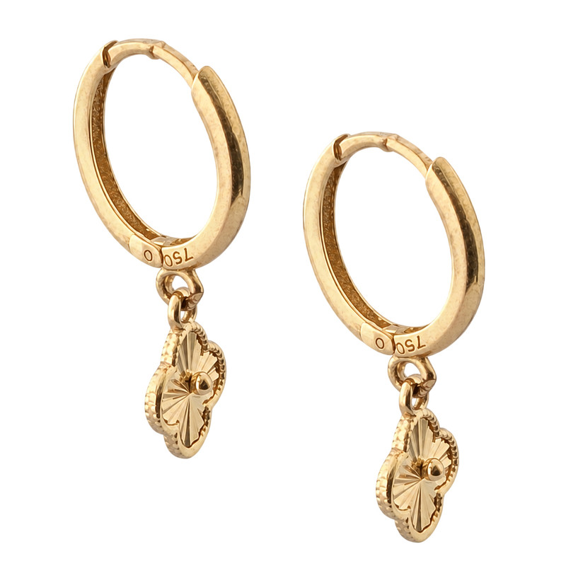گوشواره حلقه‌ای طلا 18 عیار زنانه گالری رحمانی مدل روکو طرح ونکلیف کد O22