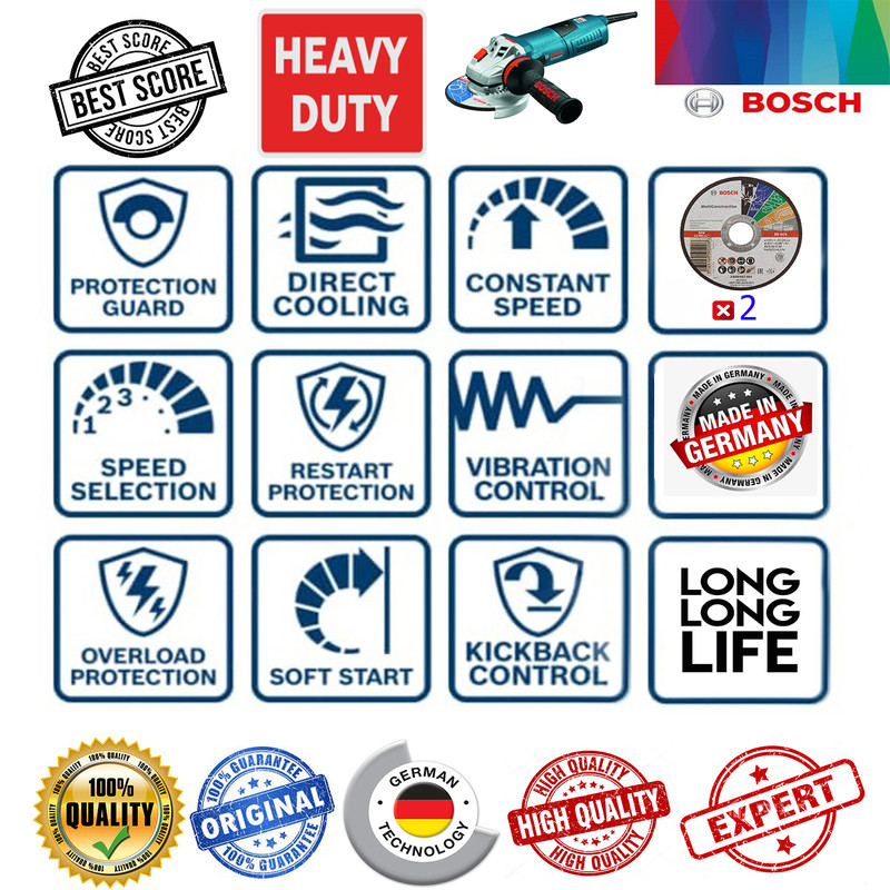 مینی فرز متوسط بوش مدل GWS 17-125 CIE + 7 Extra