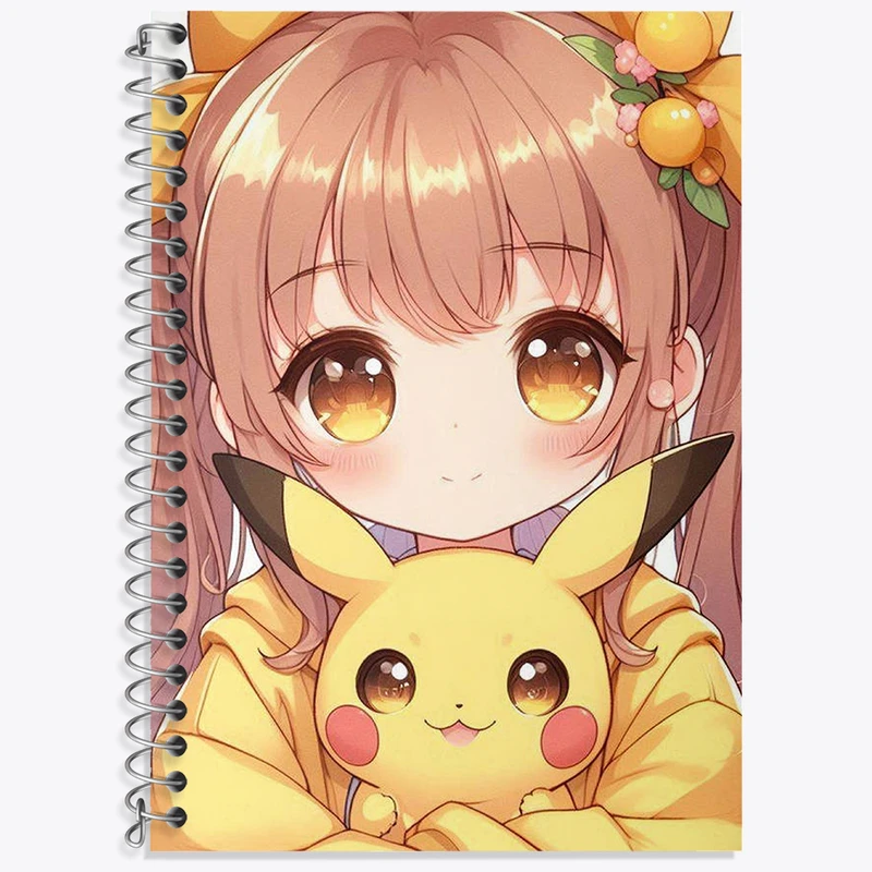 دفتر زبان 50 برگ خندالو مدل دو خط طرح انیمه پوکمون کد N1996