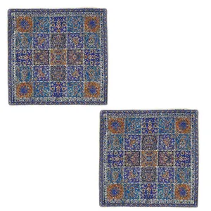 کاور کوسن ترمه طرح خشتی مدل W10 بسته دو عددی