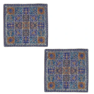 کاور کوسن ترمه طرح خشتی مدل W10 بسته دو عددی