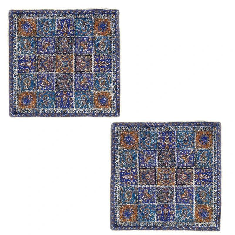 کاور کوسن ترمه طرح خشتی مدل W10 بسته دو عددی