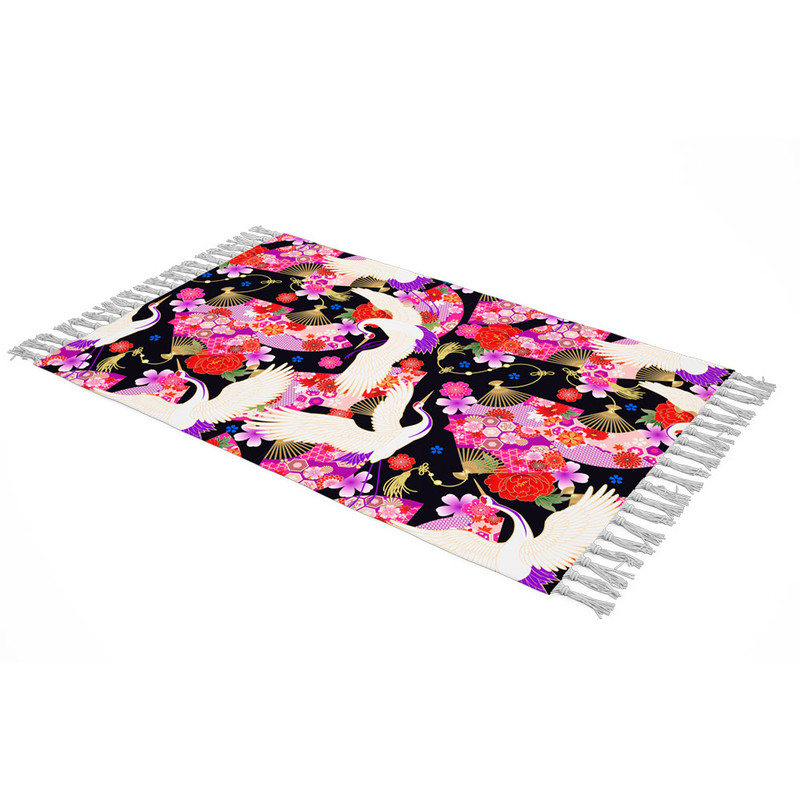 شال مبل طرح درنا کد f2sh1009 سایز 100x180 سانتی متر