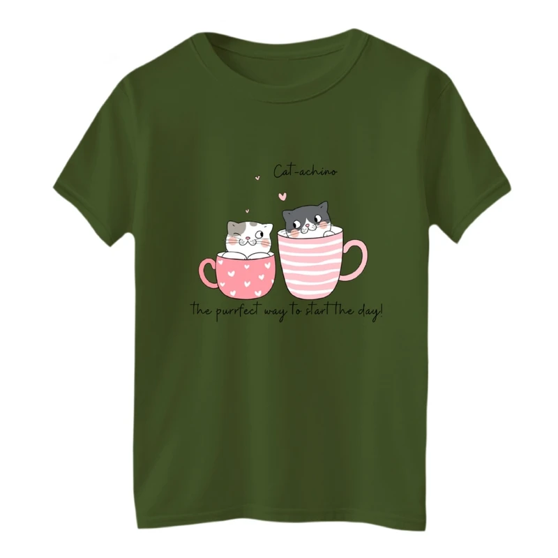 تی‌شرت لانگ آستین کوتاه بچگانه مدل گربه ها و فنجون