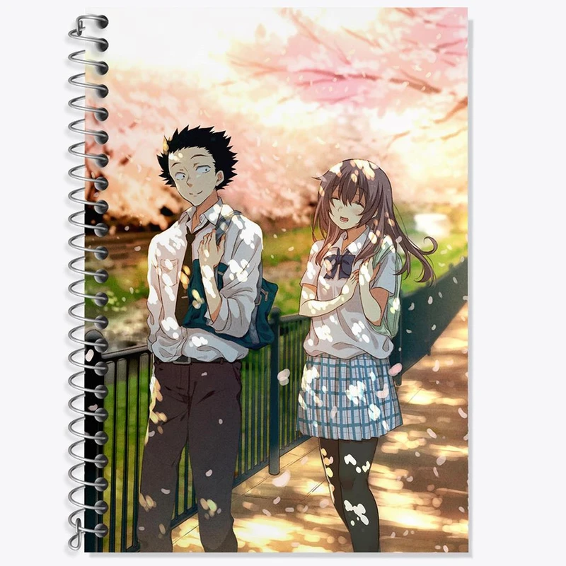 دفتر زبان 50 برگ خندالو مدل دو خط طرح شوکو نیشیمیا و شویا ایشیدا انیمه سایلنت ویس A Silent Voice کد 15800