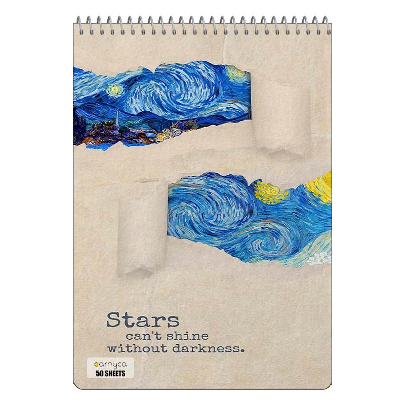 دفتر نقاشی 50 برگ سیمی کارنیکا طرح شب پرستاره فانتزی ون گوگ Fantasy Starry Night Van Gogh کد 48406