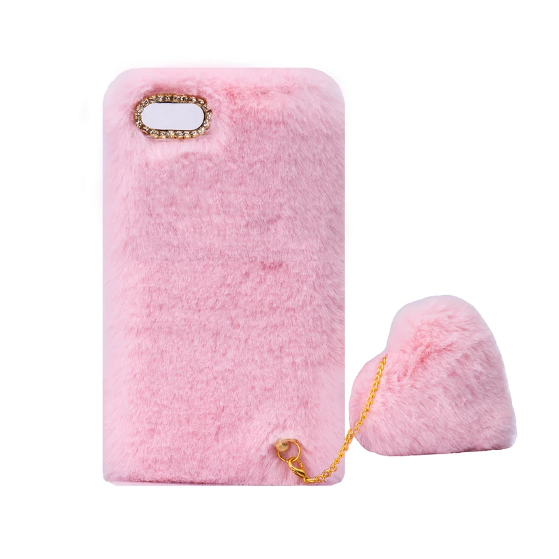 کاور طرح دخترانه مدل خزدار پشمالو مناسب برای گوشی موبایل اپل iPhone 6 Plus / 6s Plus به همراه آویز