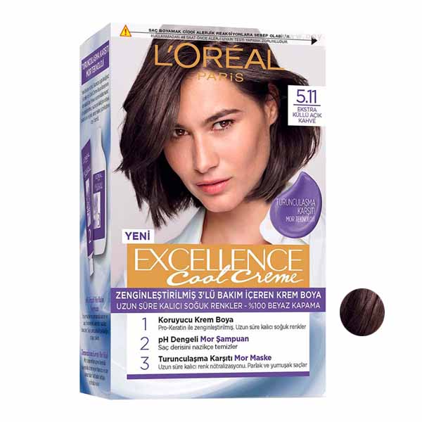 نکته خرید - قیمت روز کیت رنگ مو لورآل مدل Excellence شماره 5.11 حجم 48 میلی لیتر رنگ قهوه ای روشن خرید