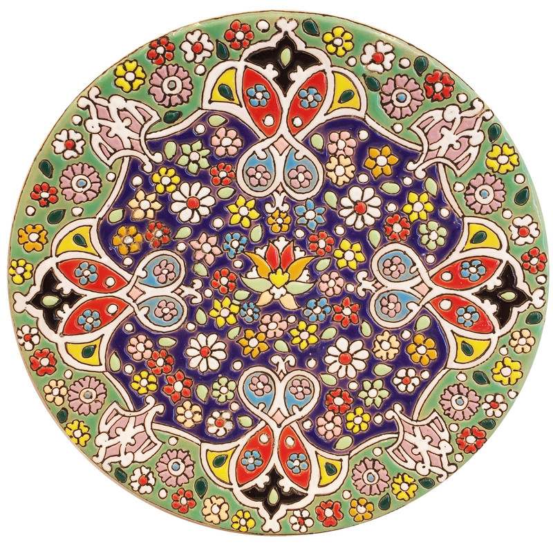 بشقاب میناکاری سفالی زمانیان کد ZMN15029