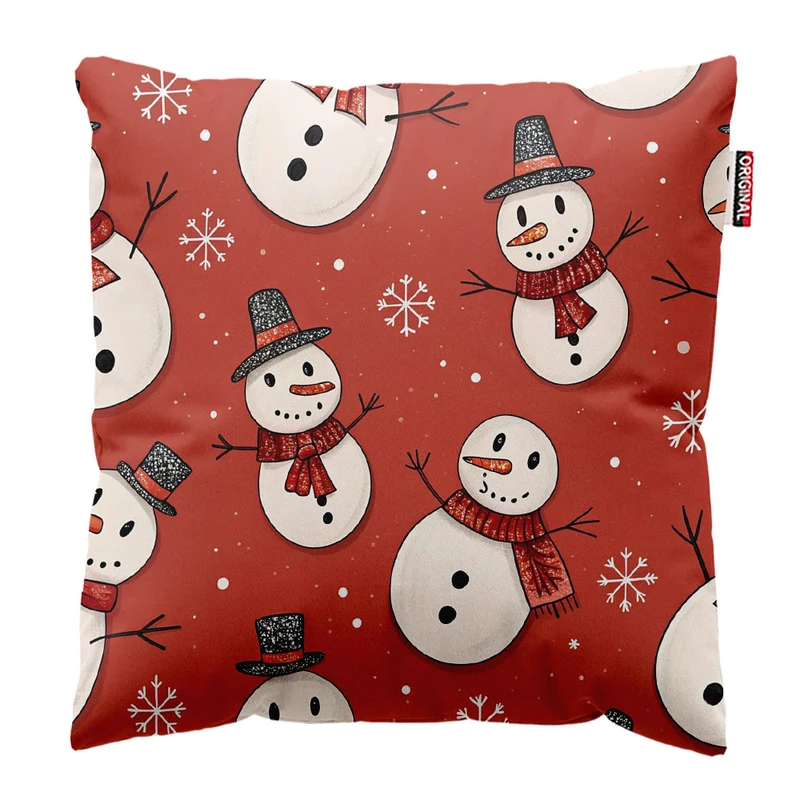 کوسن پاد آفرین طرح کارتونی آدم برفی و زمستون کد 2176 سایز 30*30 سانتی متر