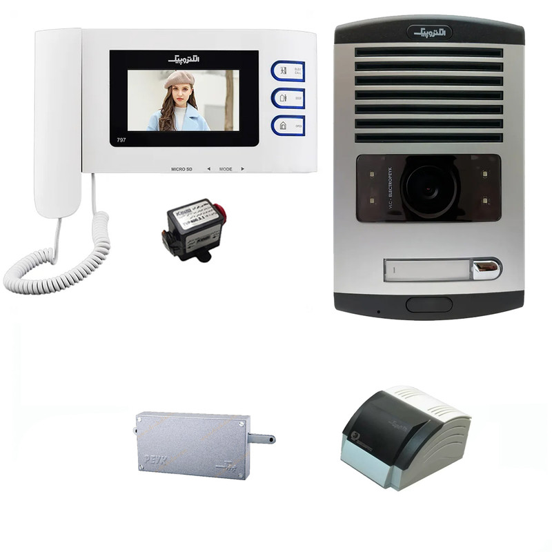 مجموعه دربازکن تصویری الکتروپیک مدل 797- 1086 به همراه محافظ ولتاژ مانیتور مجموعه دربازکن تصویری الکتروپیک مدل 797- 1086 به همراه محافظ ولتاژ مانیتور
