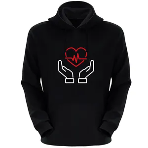 هودی زنانه مدل دست و قلب S67 رنگ مشکی