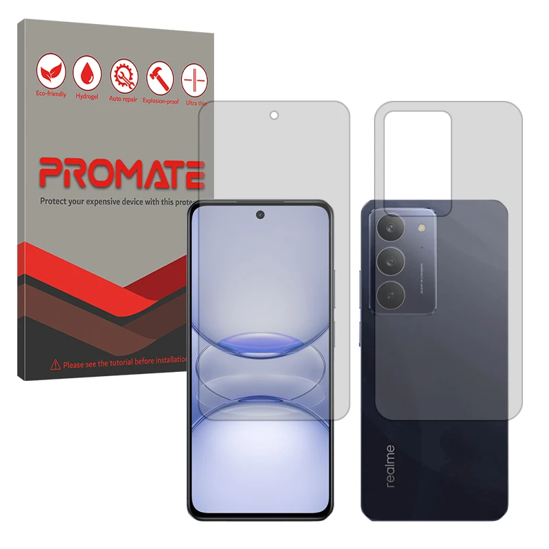 محافظ صفحه نمایش مات پرومیت مدل هیدروژلی مناسب برای گوشی موبایل ریلمی C75x به همراه محافظ پشت صفحه