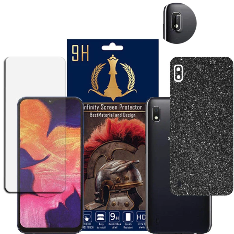 برچسب پوششی اینفینیتی مدل PRO MAX مناسب برای گوشی موبایل سامسونگ GALAXY A10 به همراه محافظ صفحه نمایش و محافظ لنز دوربین