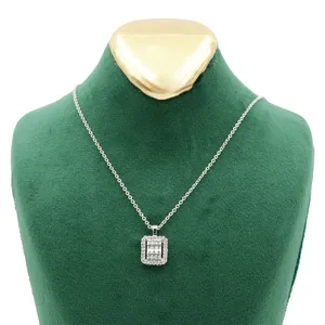 گردنبند زنانه مدل جواهری نگین مربعی کد TP-154