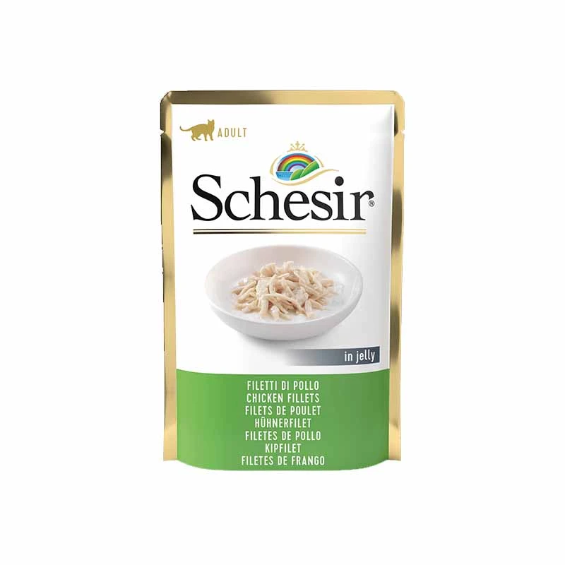 پوچ گربه شسیر مدل Chicken Fillets وزن 85 گرم